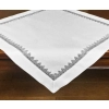 bieznik bialy z lurexem koronka srebrna serweta kwadrat 85x85