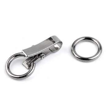 zapiecie dekoracyjne metalowe klamra do odziezy 21x60mm 2 czesci ciemne srebrne do swetrow bluzek